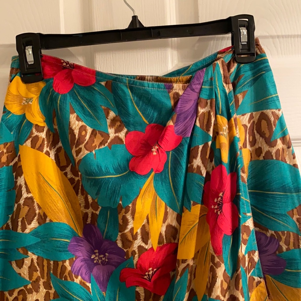 Vintage Lizwear tropical cheetah sarong skirt